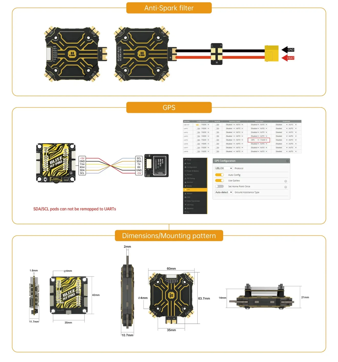 iflight blitz h7 pro flight controller for fpv drone 4 12s h743 fc gps