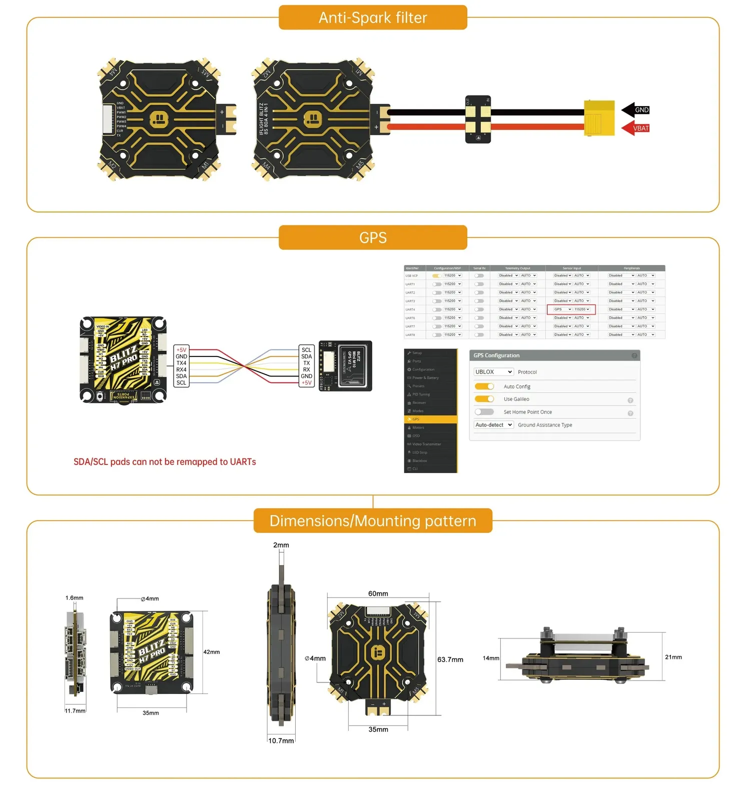iflight blitz h7 pro flight controller for fpv drone 4 12s h743 fc gps