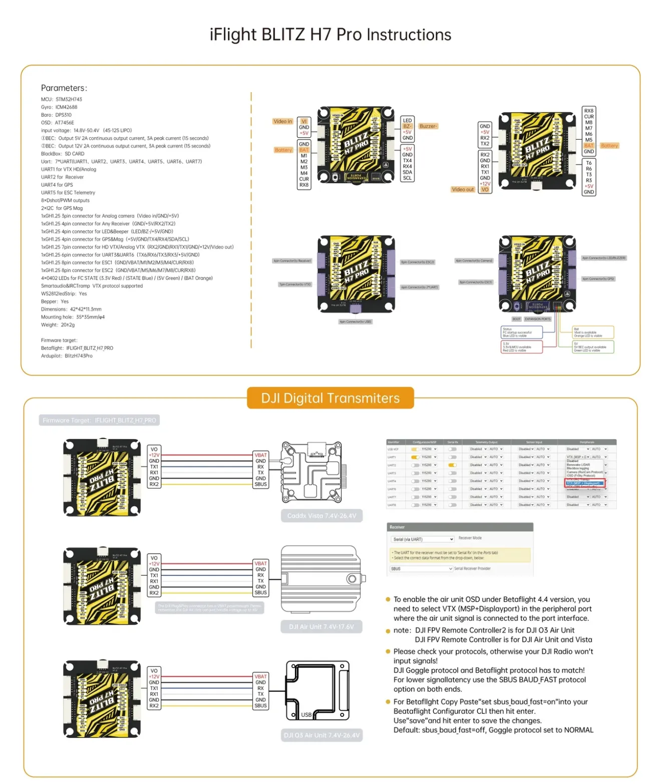 iflight blitz h7 pro flight controller for fpv drone 4 12s h743 fc instructions