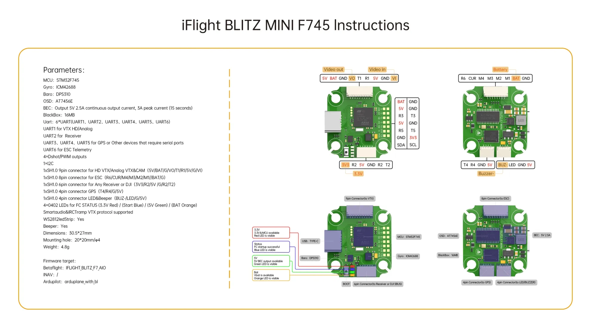 iflight blitz mini f745 flight controller for fpv 1