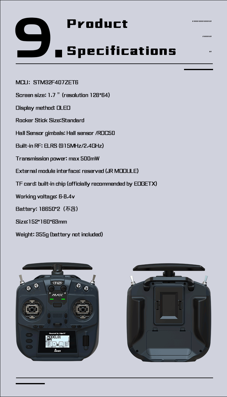 jumper t12 max radio controller specifications