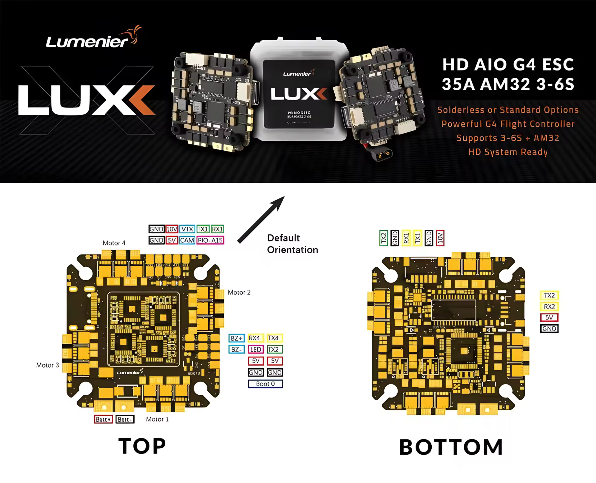 lumenier lux hd solderless aio g4 fc and 35a am32 3 6s esc