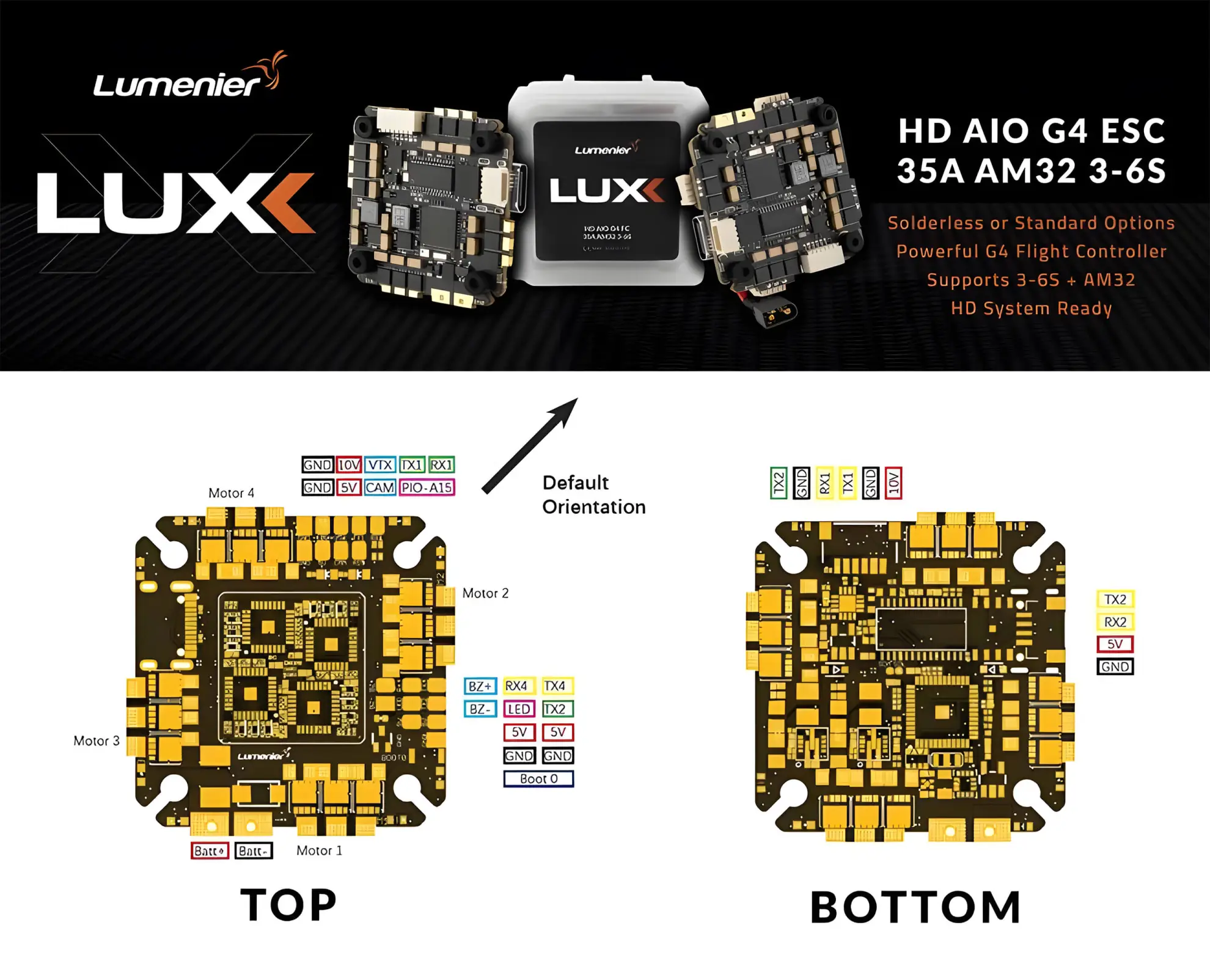 lumenier lux hd solderless aio g4 fc and 35a am32 3 6s esc