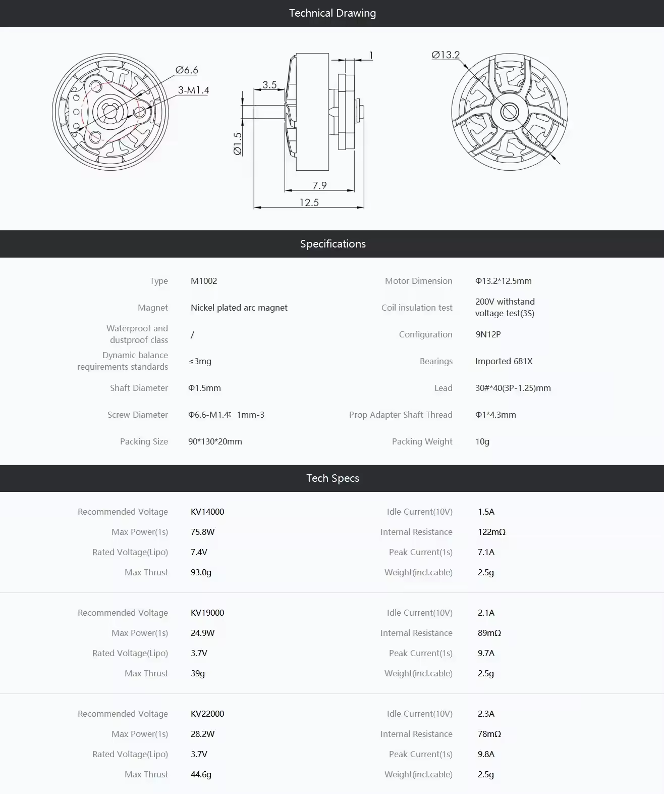 m1002 size drawing and specs