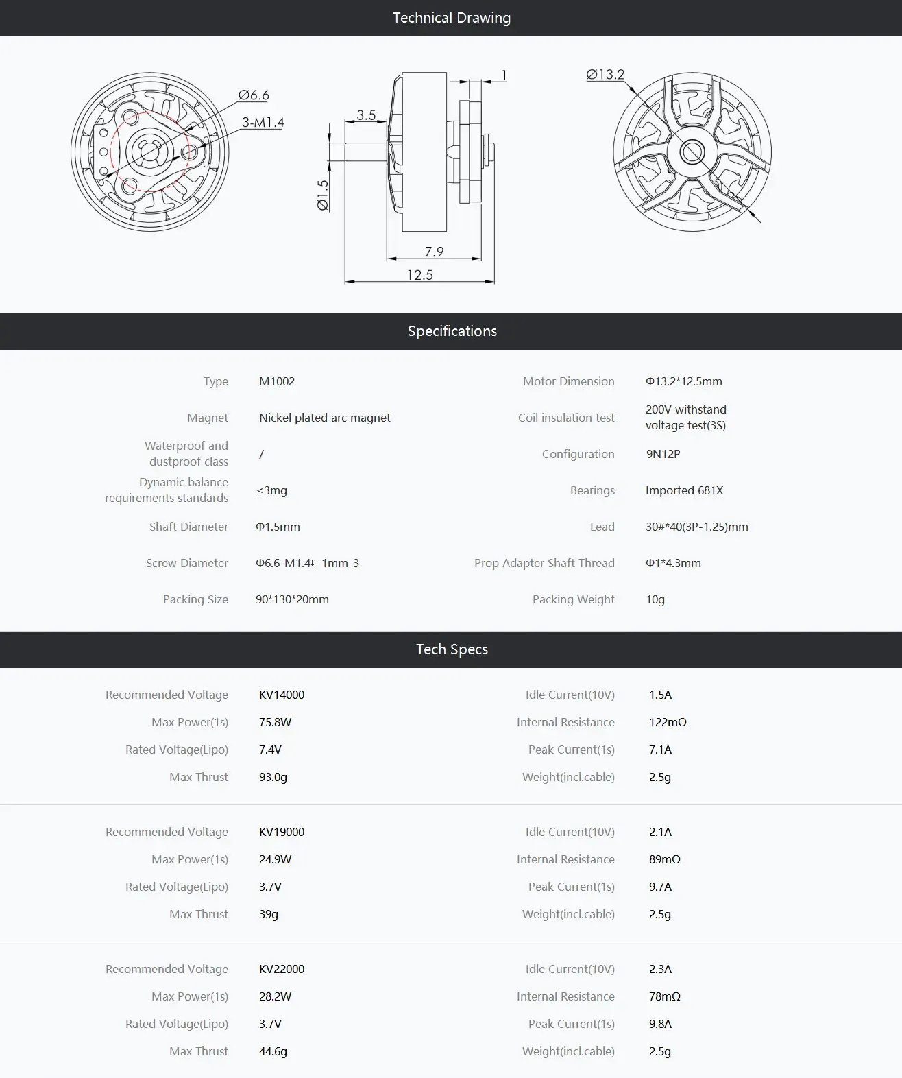 m1002 size drawing and specs