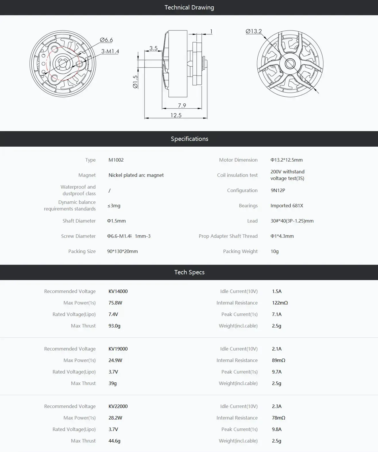 m1002 size drawing and specs