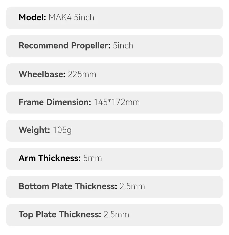 drone frame carbon fiber thickness chart 5 inch freestyle
