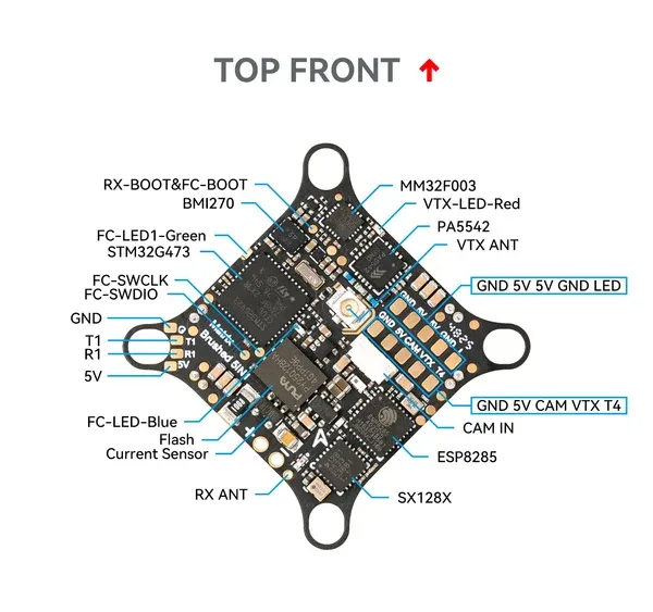 matrix 1 2s brushed flight controller diagram