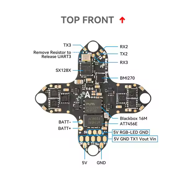 matrix brushed flight controller 4in1 top front