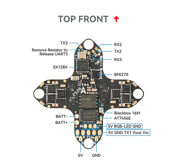 matrix brushed flight controller 4in1 top front