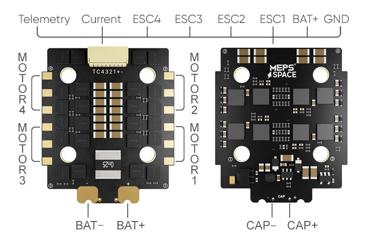 GPAスピードエアー4S MEPS Mini SZ45A ESC – 20x20 4in1 ESC for 3–6S FPV Builds