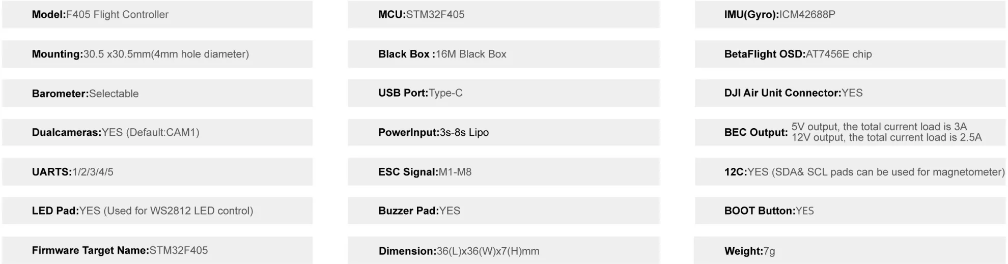 meps f405 60a stack flight controller specification pc