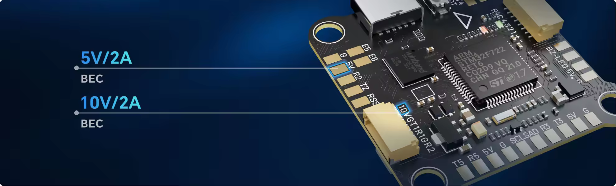 MEPS F7 HD flight controller with dual BEC