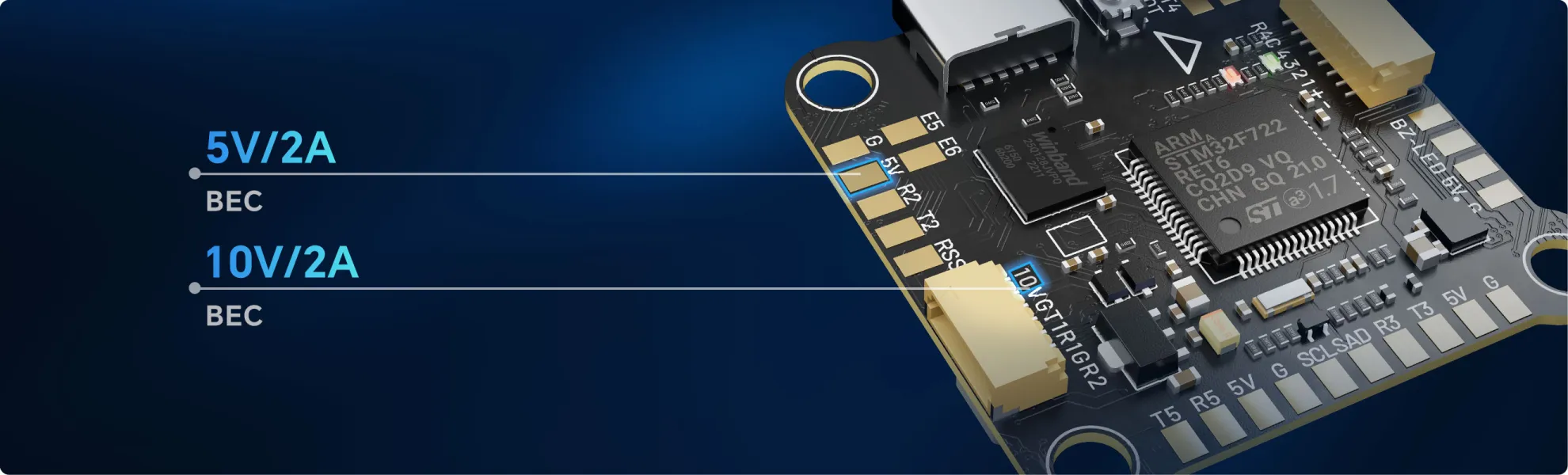 MEPS F7 HD flight controller with dual BEC