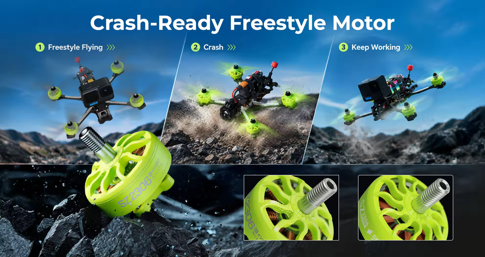 meps sz2306 v2 motor for 5 inch freestyle drone crash ready