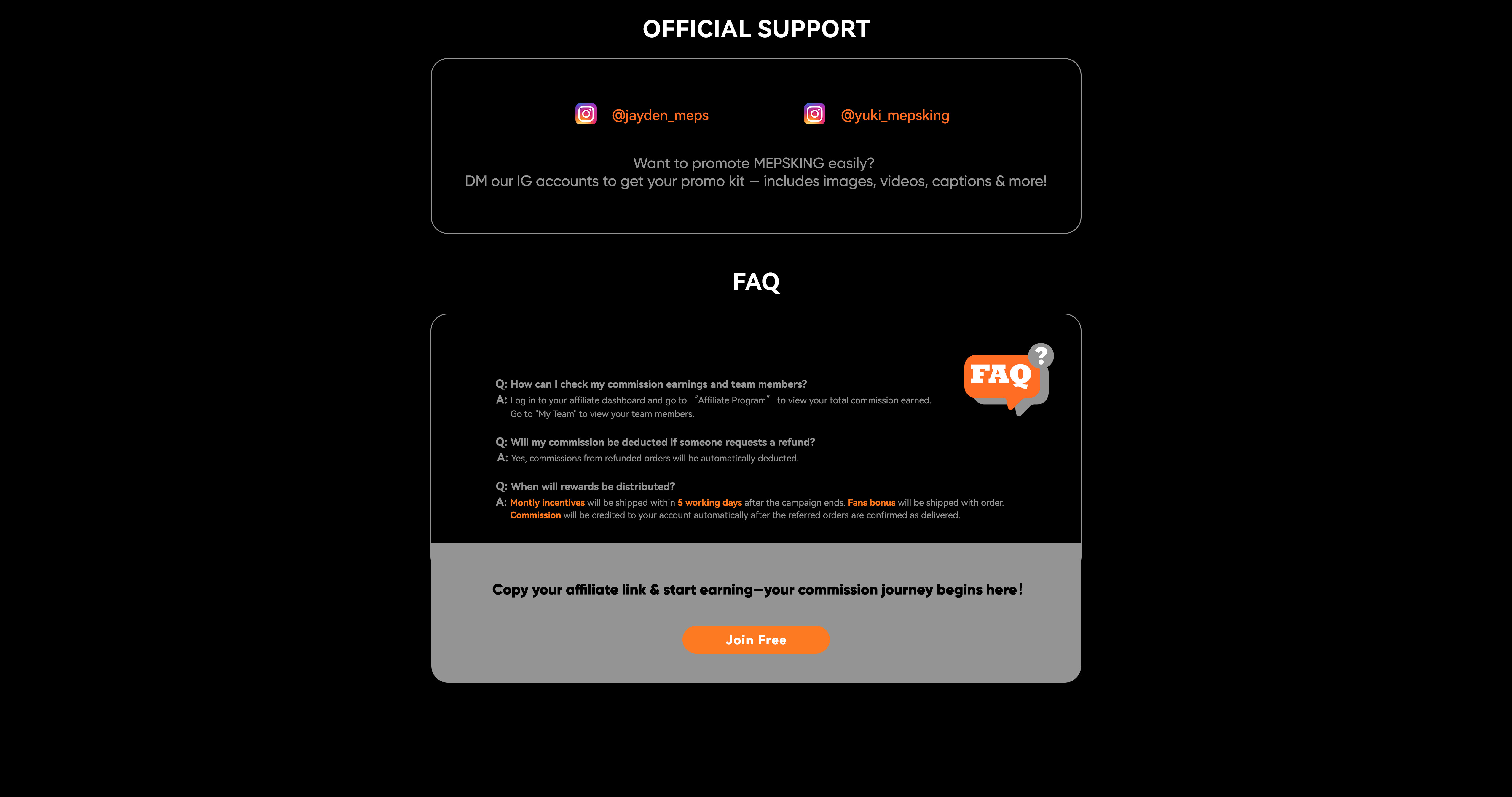mepsking affiliate event FAQ