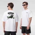 mepsking tshirt whtie worn by man