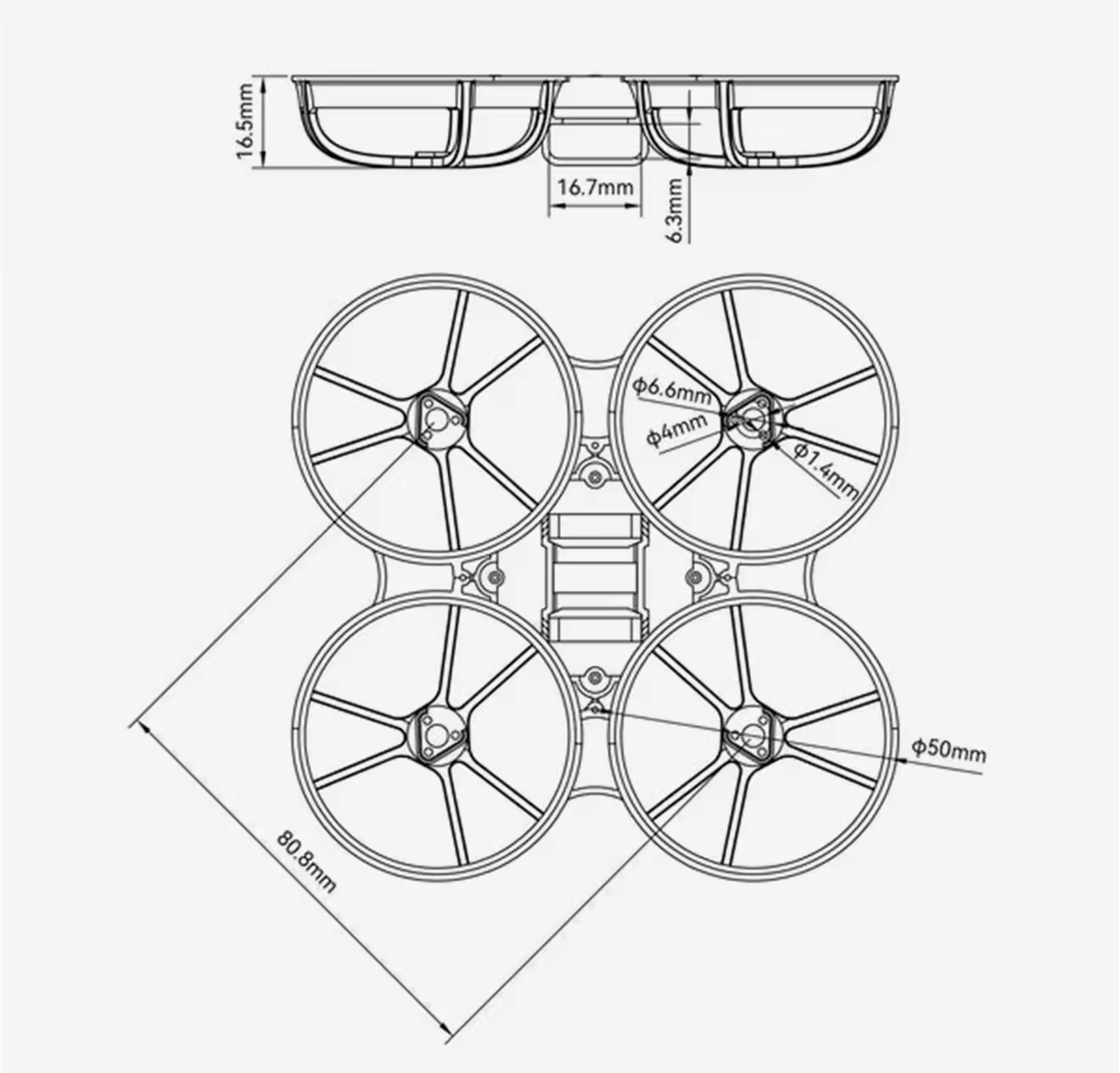 meteor75 pro brushless whoop frame size
