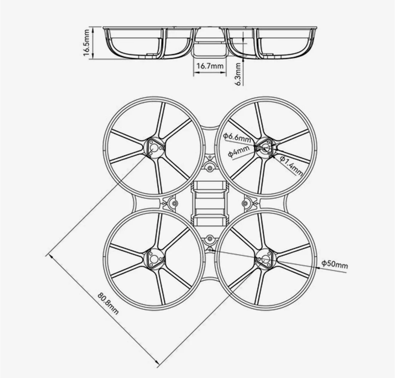 meteor75 pro brushless whoop frame size