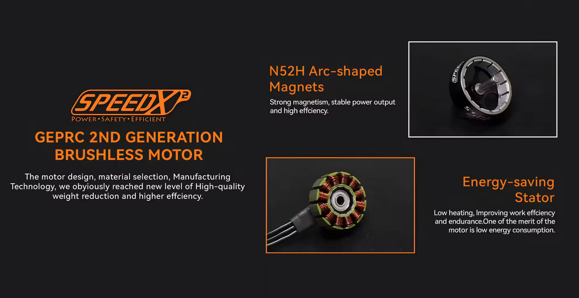 n52h arc shaped magnets and energy saving stator