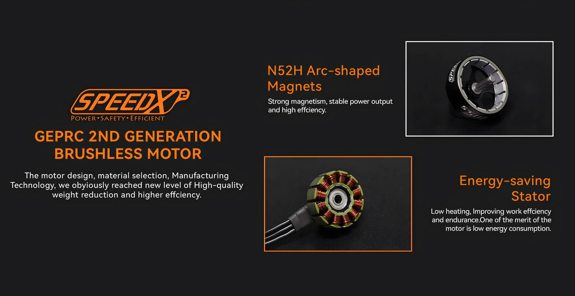 n52h arc shaped magnets and energy saving stator