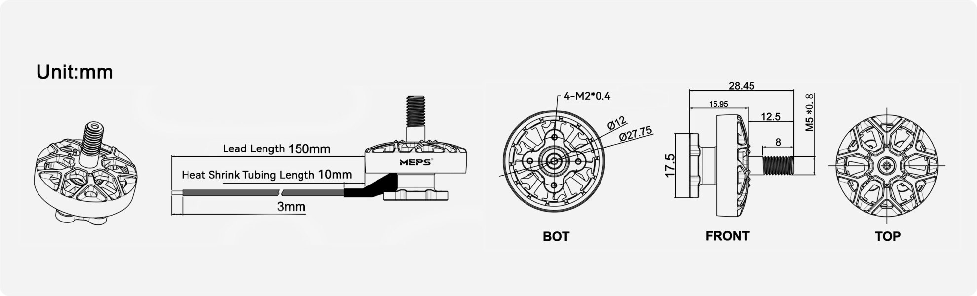 NEON 2203.5 drone motor size chart