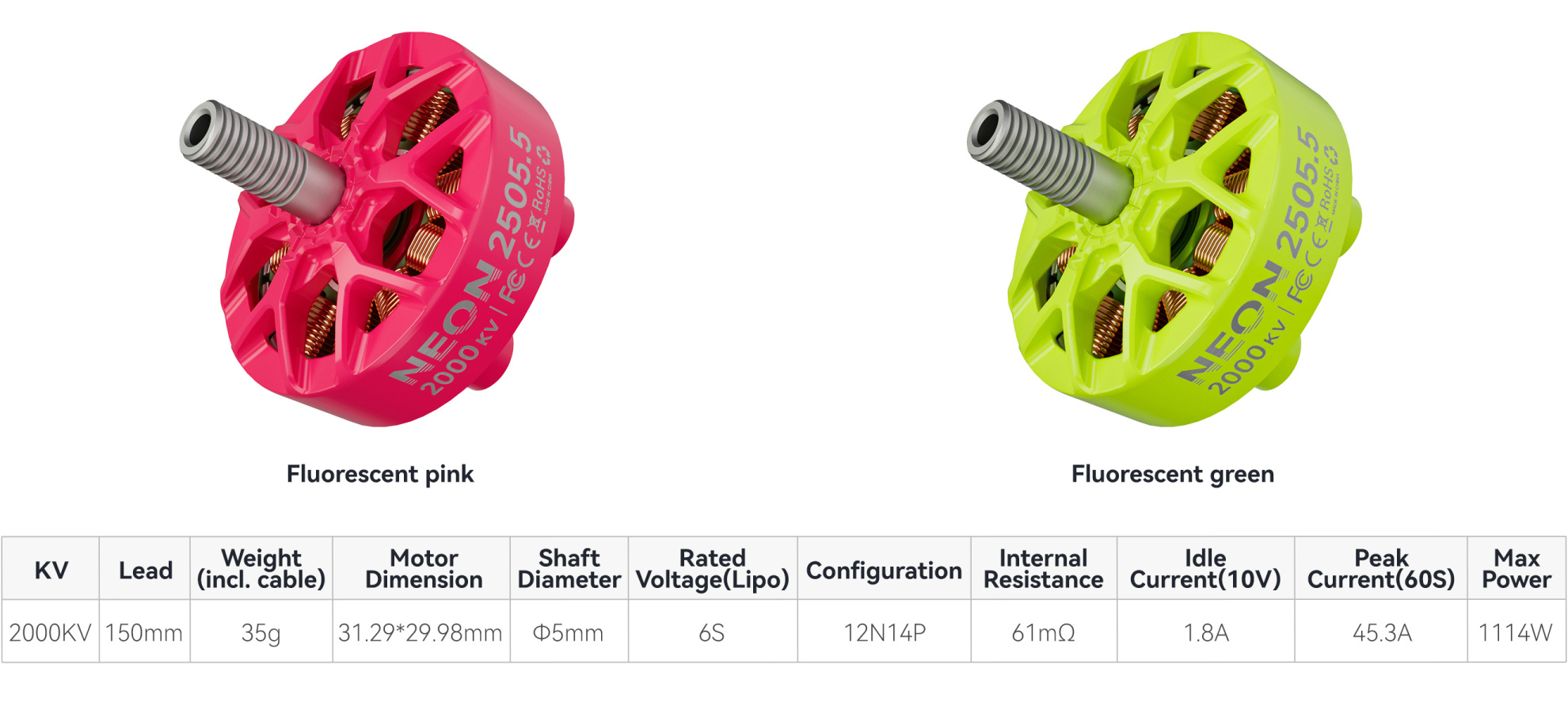 MEPS NEON 2505.5 drone motor specification