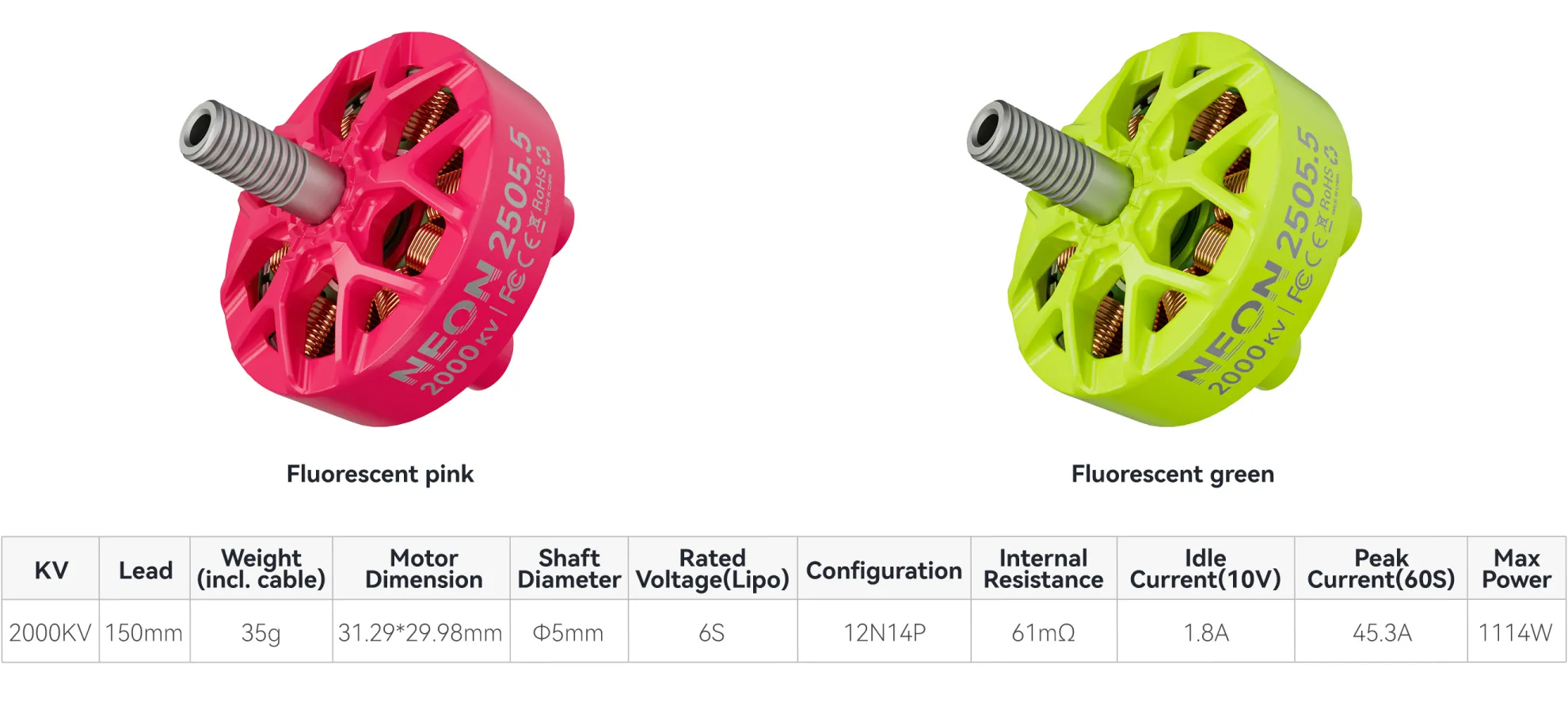 MEPS NEON 2505.5 drone motor specification