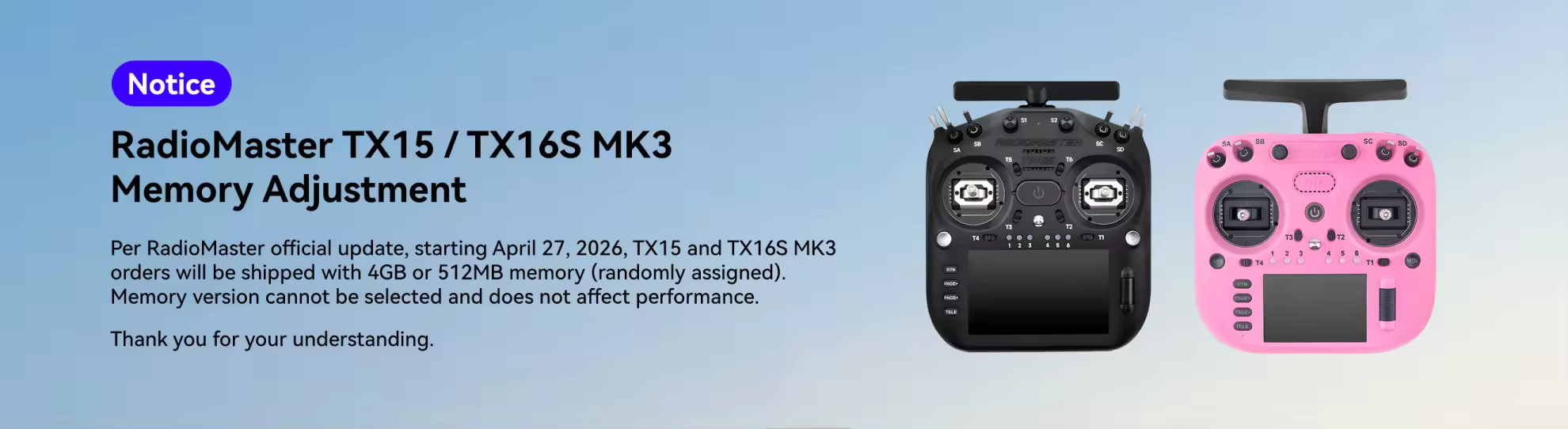 notice radiomaster tx15 tx16s mk3 memory adjustment