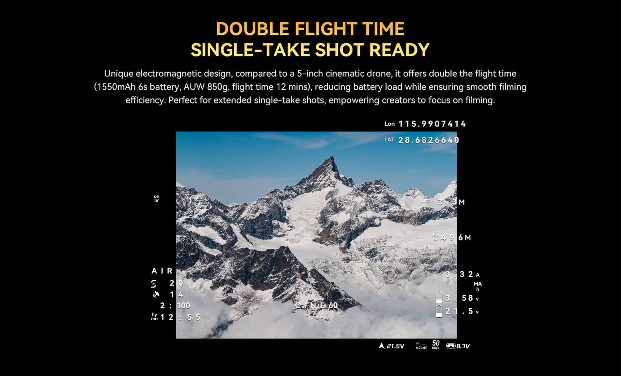 offers double the flight time