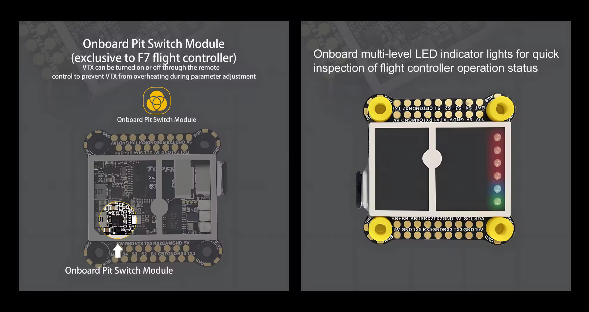 onboard pit switch module and onboard multi level led indicator lights