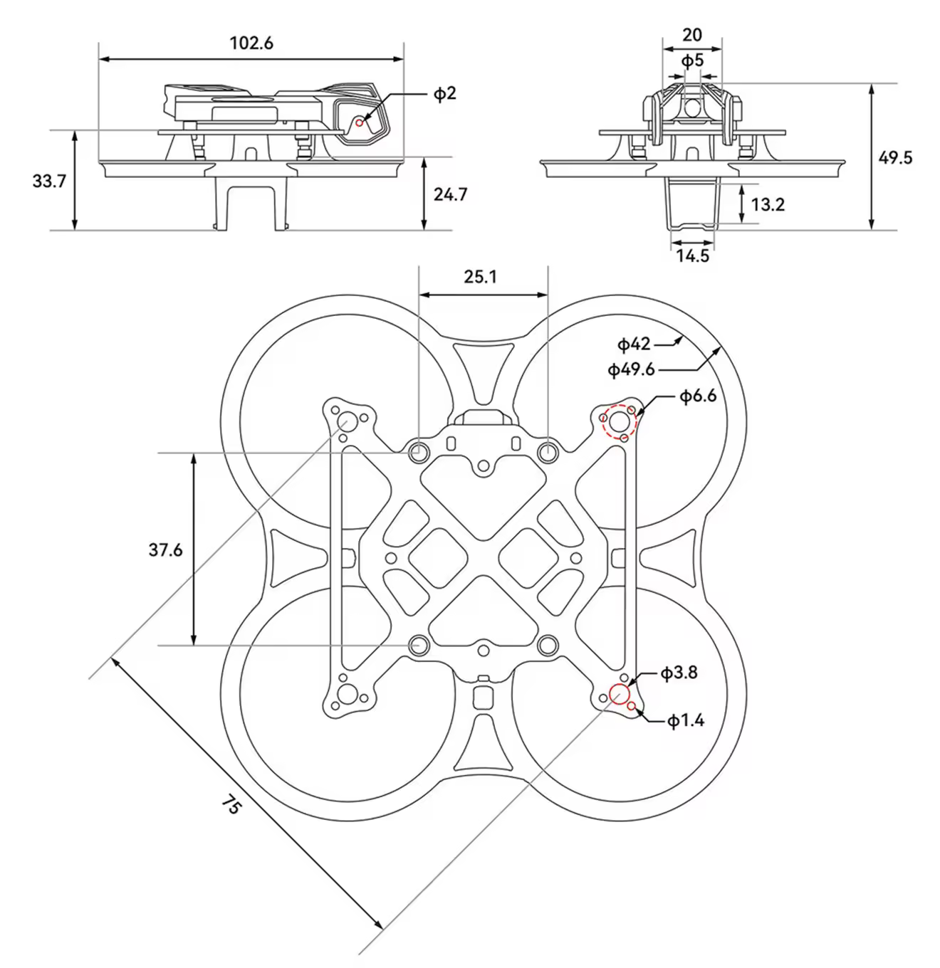 pavo femto brushless whoop frame size