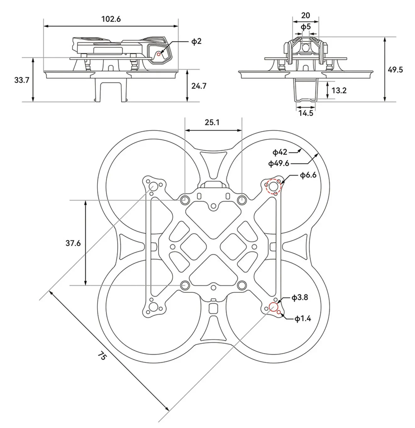 pavo femto brushless whoop frame size