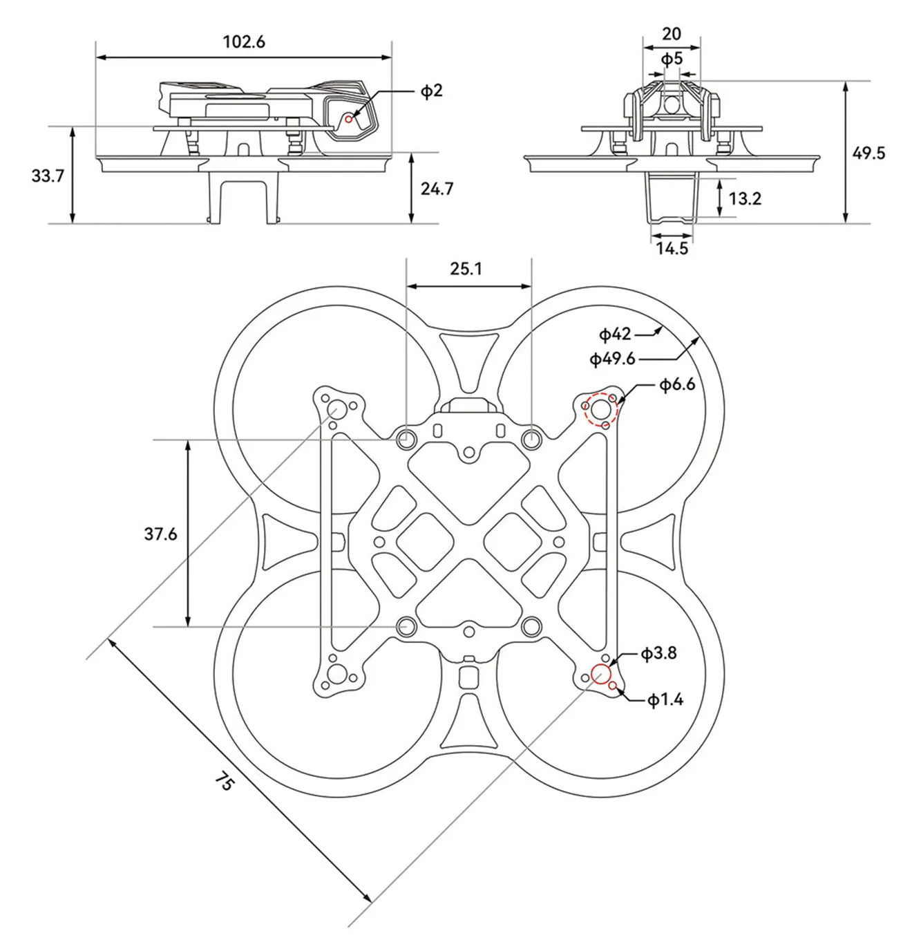 pavo femto brushless whoop frame size