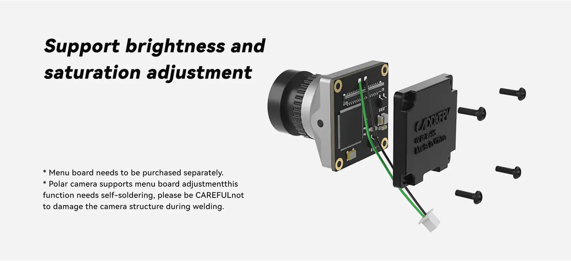 caddx polar micro digitalvista camera kit brightness and saturation adjustment