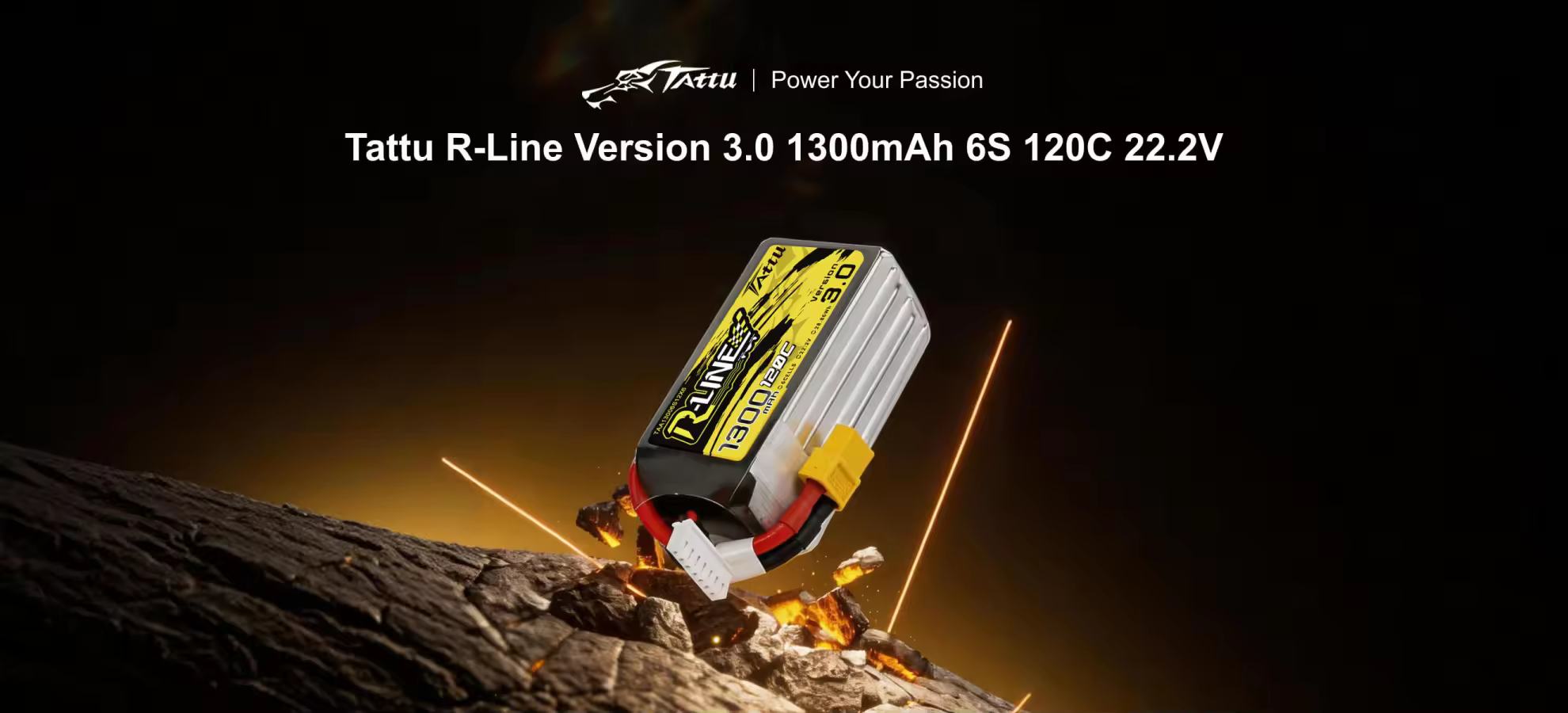 pc tattu 1300mah 6s 120c 22.2v r line version 3.0 lipo battery