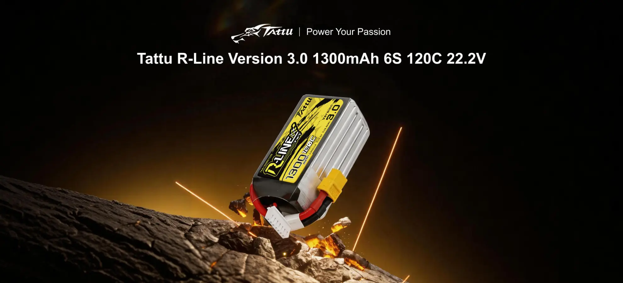 pc tattu 1300mah 6s 120c 22.2v r line version 3.0 lipo battery