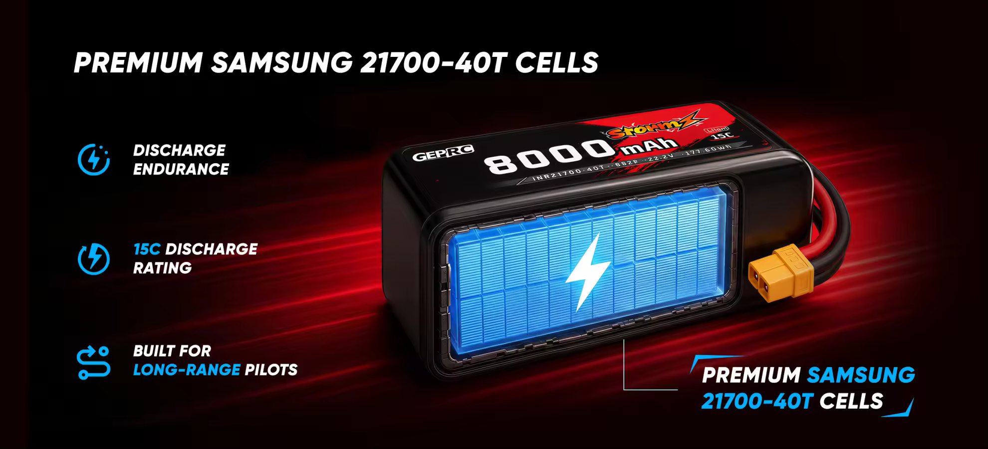 premium samsung 21700 40t cells pc