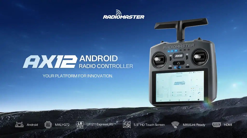 radiomaster ax12 android fpv radio controller with elrs hdmi show