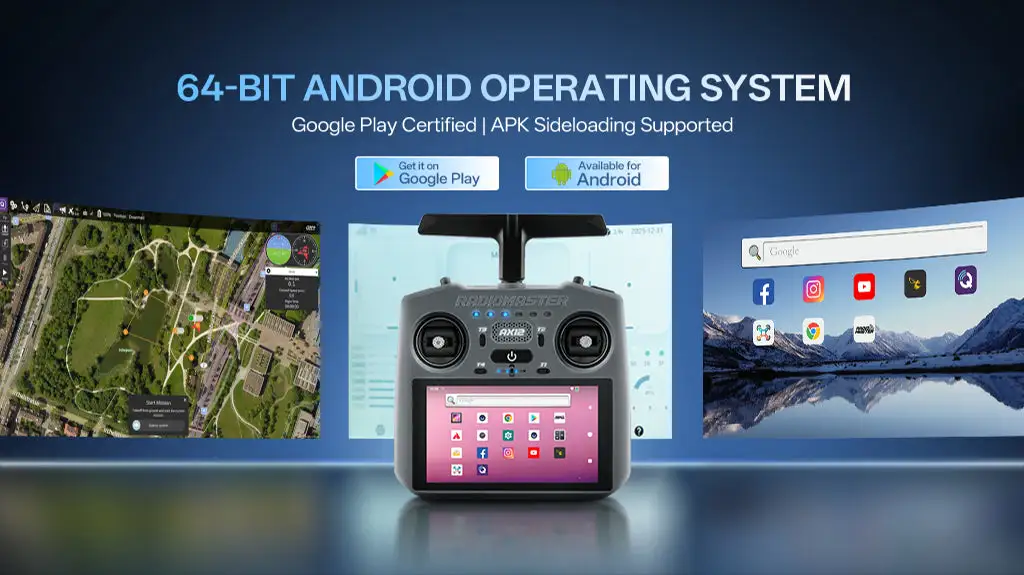 radiomaster ax12 android fpv radio controller with elrs hdmi system