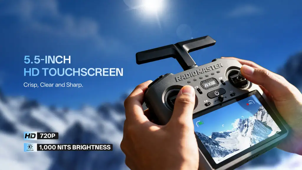 radiomaster ax12 android fpv radio controller with elrs hdmi touchscreen