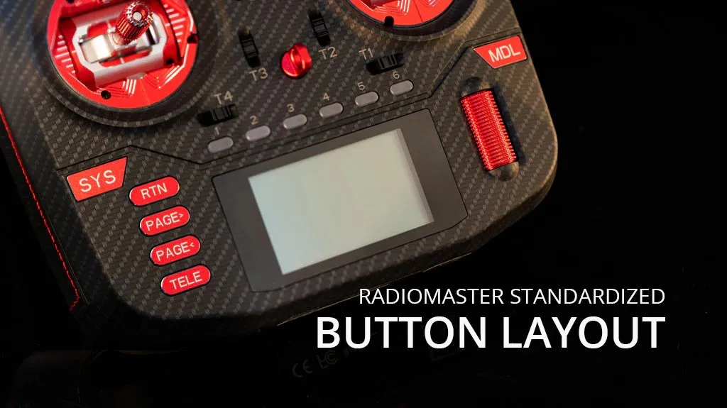 Radiomaster boxer max radio transmitter with standardized button layout