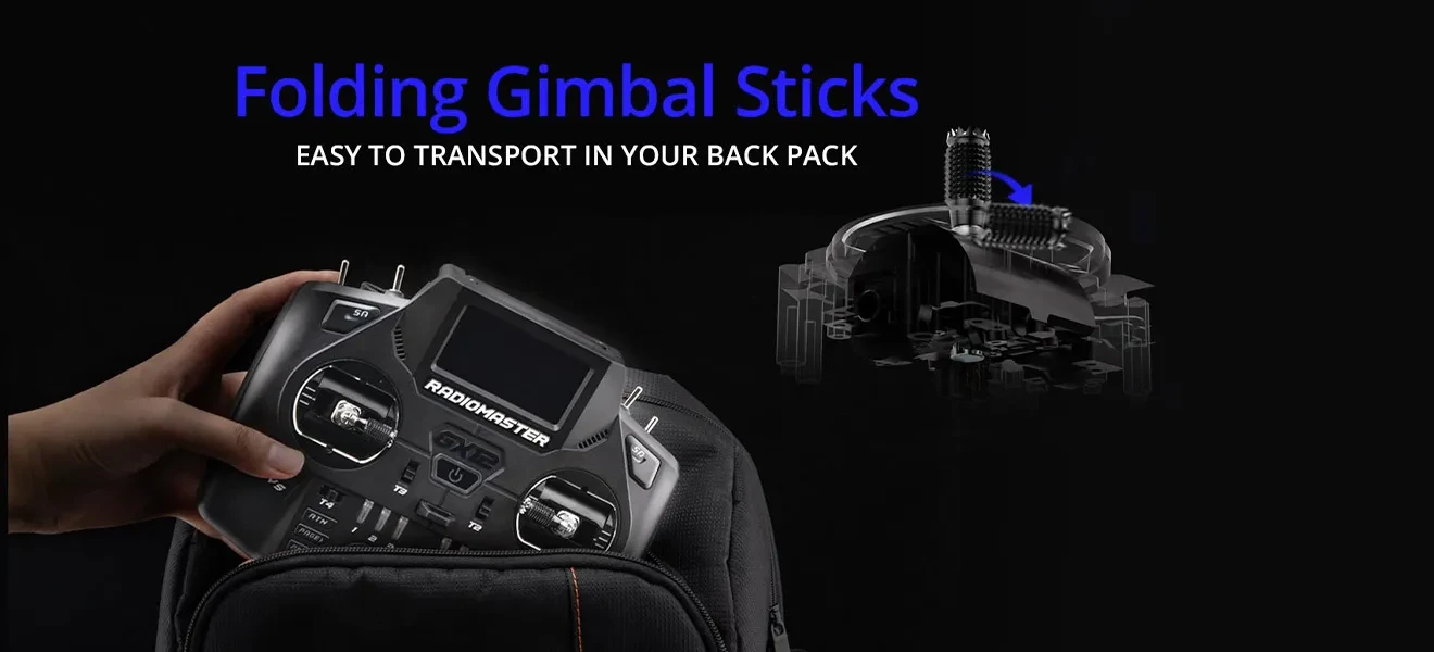 radiomaster gx12 radio controller folding gimbal sticks