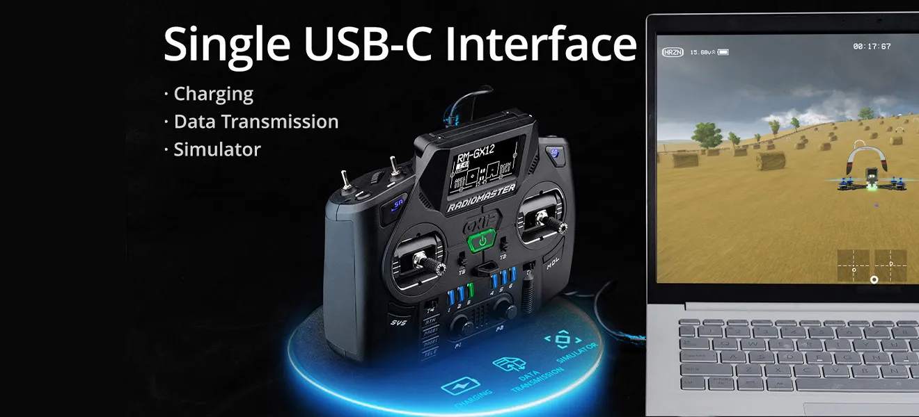 radiomaster gx12 radio controller single usb-c interface