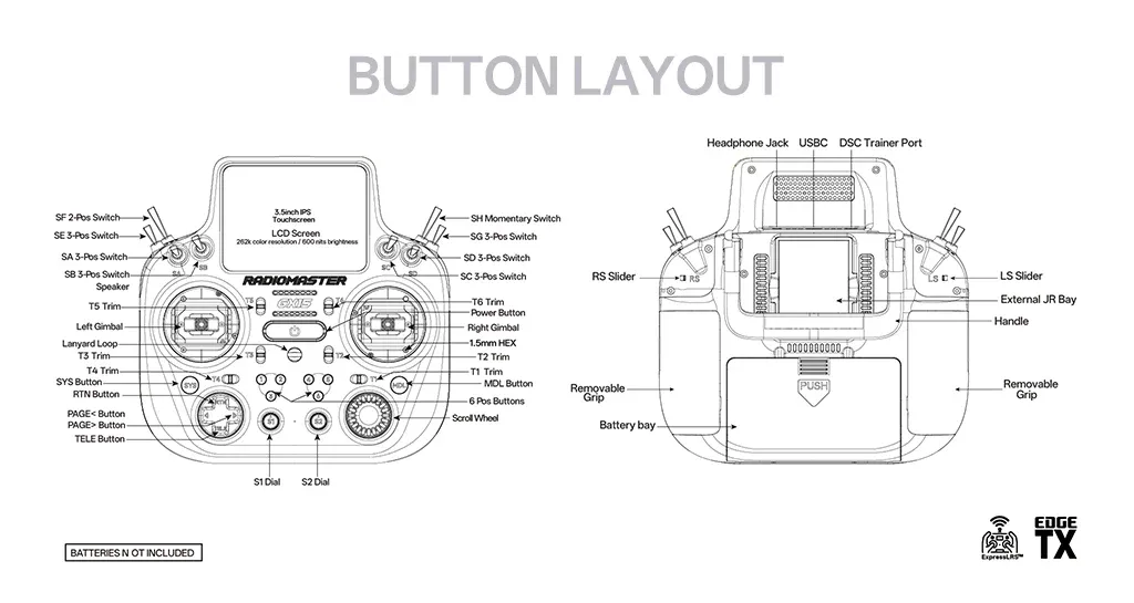 radiomaster gx15 radio controller button layout