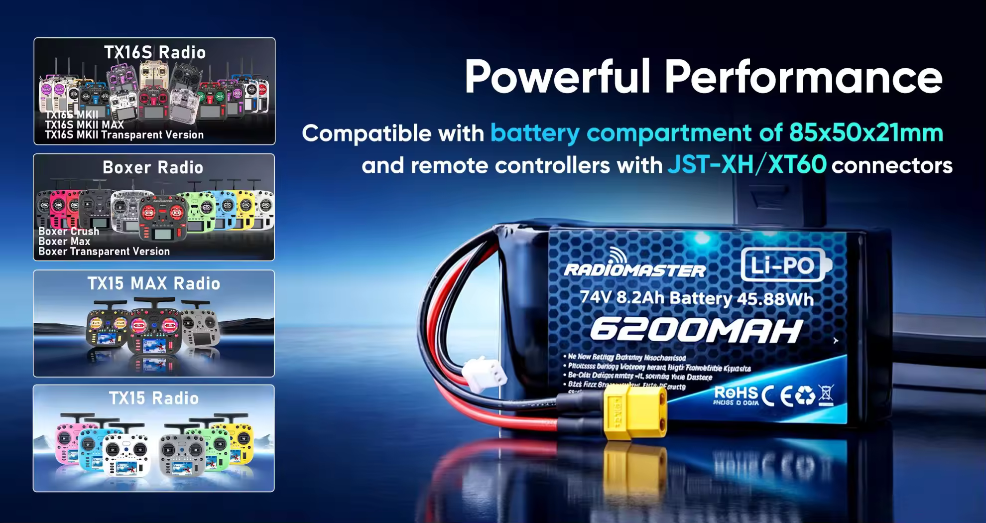 radiomaster lipo battery for boxer tx16s