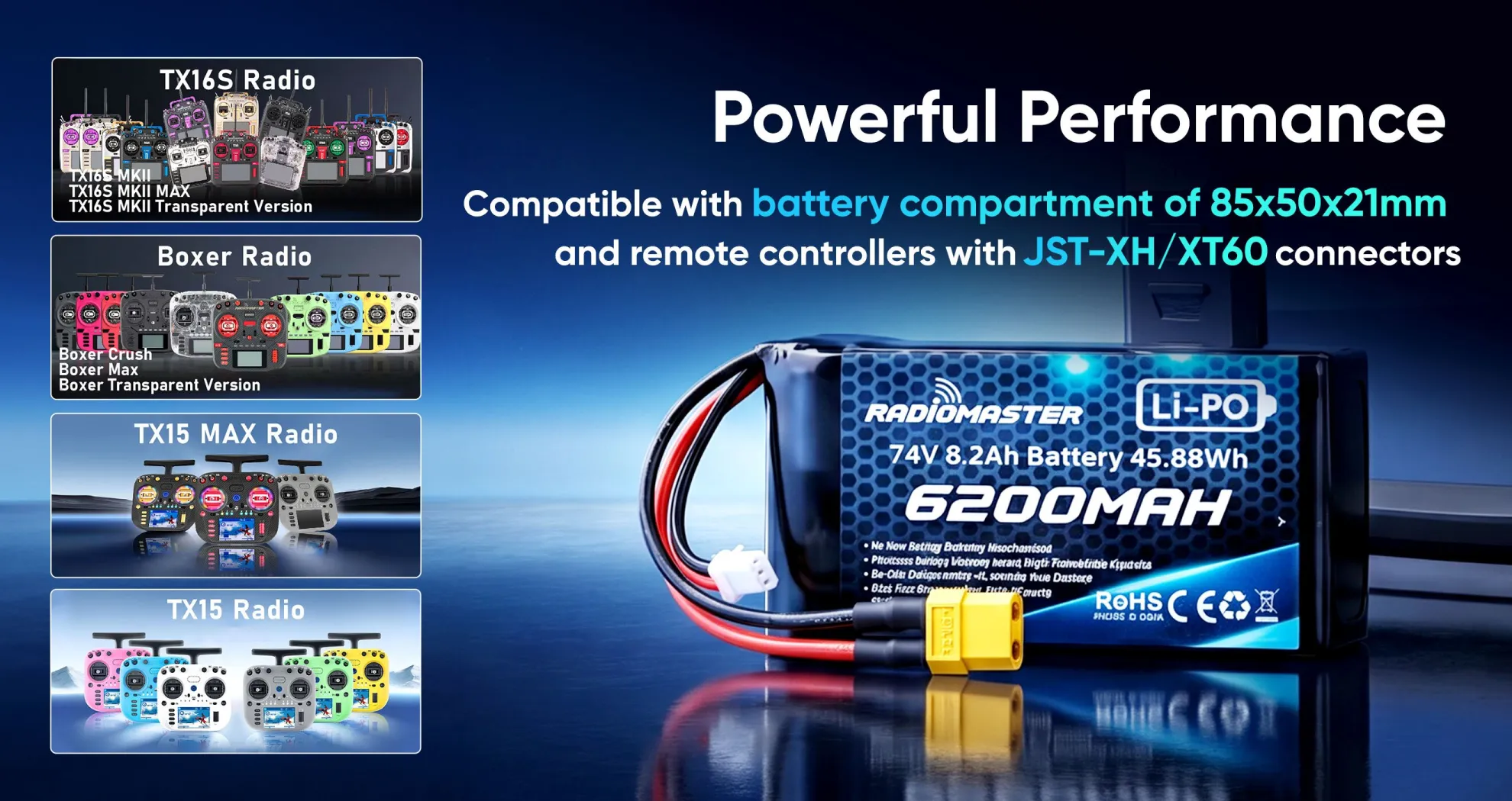 radiomaster lipo battery for boxer tx16s