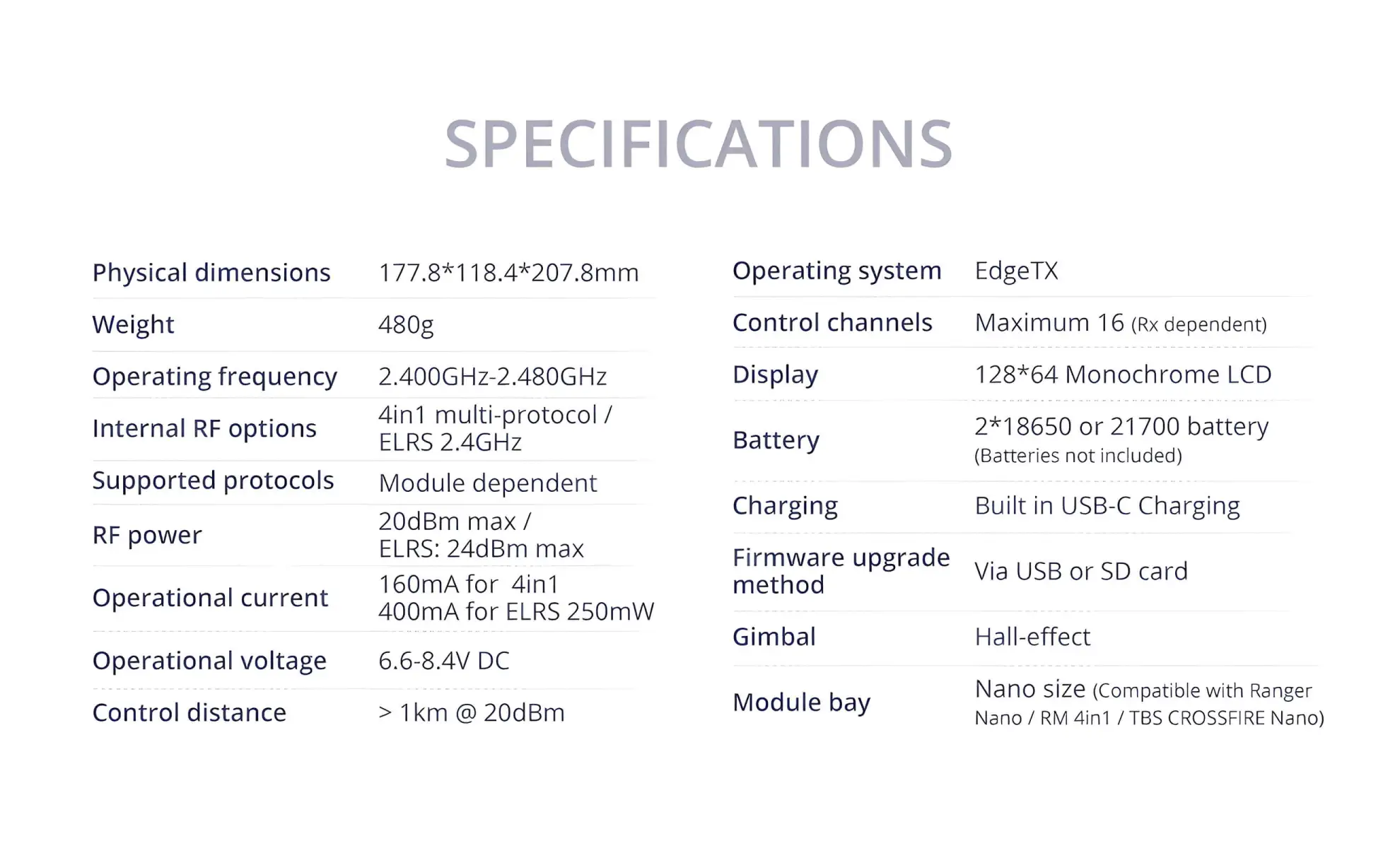 radiomaster mt12 surface radio controller specifications