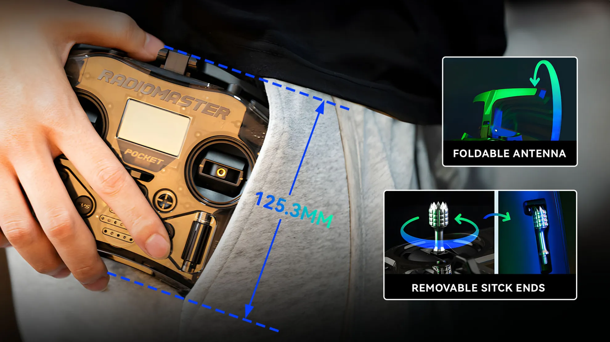 radiomaster pocket radio controller size