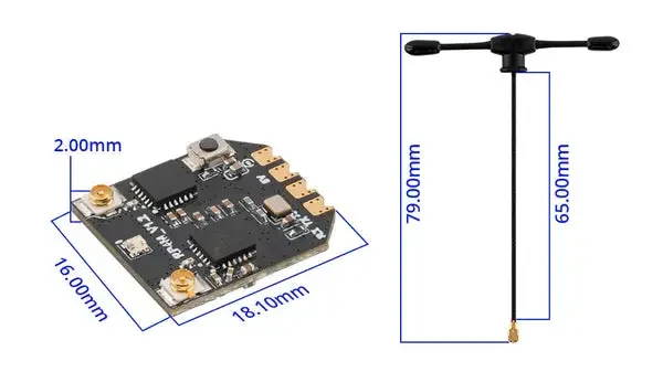 radiomaster rp4td m expresslrs 2.4ghz mini true diversity receiver size